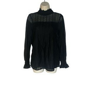 Elegant Black Lace Top with sheer sleeves